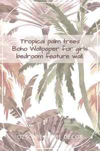 Gorgeous tropical palm leaves peel and stick wallpaper for your fresh new boho nursery, bedroom, bathroom or hallway wall decor. This tropical palm boho girls wallpaper is an Easy Peel and Stick Wallpaper which can be removed, re positioned or replaced multiple times so even newbies to wall papering can work this out. Shop now @ #ozscapedesignsart #pinkwallpaper #tropicalwallpaper #bohowallpaper #nurserywallpaper #pinkbathroom #pinknursery #bohonursery #tropicalnursery #girlswallpaper