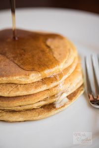 Power Pancakes!  Tons of eggs, Greek yogurt and a few whole grains thrown in to keep it together.