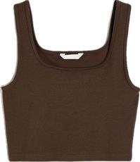 Fitted crop tank top in ribbed jersey. Square neckline and a straight-cut hem.