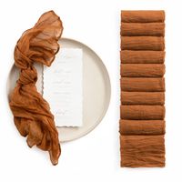 PRICES MAY VARY. PACKAGE: 10 pieces of 20inch gauze semi sheer napkins. ULTRA-SOFT: Made of silky soft cheesecloth, 10% Viscose, 90% Polyester & natural hand-dyed. Impress your guests with a comfy dining experience. RUSTIC-ELEGANT: Beautiful texture & nice even hems all around with a natural rustic touch to your table. Easy to create a real cozy atmosphere with the exquisite table setting. EASY CARE: Machine wash in a laundry bag on delicate cycle only or by hand. MULTI USAGE: An ideal décor cho