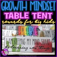 Are you looking for a creative and tangible way to develop growth mindset in your classroom? Now you can with these growth mindset table tent rewards!The idea is really simple to implement: when you see your students demonstrating a particular growth mindset skill (there are 40 to choose from in the...