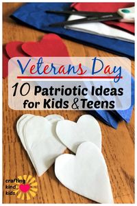 10 kind and thoughtful ideas for kids and teens to thank a veteran. How to talk to kids and teens about Veterans Day, including conversation starters. Organizations that accept handmade thank you notes for veterans, active duty and First Responders. #craftingkindkids #veteransday #thankavet #thankaveteran #thankaveterantoday #teachthankfulness #teachgratitude #teachingkidsgratitude #veteransdaycraft #patrioticcrafts #kindnessmatters #kidskindness #bekindtoday #bekind