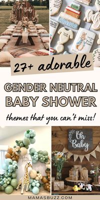 Looking for the best gender neutral baby shower ideas? If you don't know whether you're having a baby boy or a baby girl, choose one of these creative baby shower themes that works well for either one! We've put together all the best neutral baby shower ideas for you to choose from. Follow Mama's Buzz for more unique baby shower themes, baby girl baby shower themes and boy baby shower ideas too!