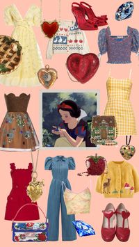 Snow White #disneyprincess #disney #snowwhite #outfitinspo #outfit #disneybound #princess #disneyfashionseries #red #yellow #cottagecore