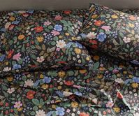 Percale Fitted Sheet - Strawberry Fields Black – Rifle Paper Co