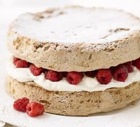 A fantastic combination of sweet nutty meringue, fresh cream and tart raspberries