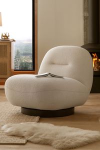 Buy Soft Cosy Bouclé Ivory Natural Otis Swivel Accent Chair from the Next UK online shop