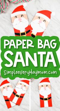 This Santa paper bag puppet craft is a fun way to get into the holiday spirit. Download the free template and have all your kids create their own Santa puppet and then play with them! It's a great Christmas craft that's perfect for preschool, kindergarten, and elementary children.