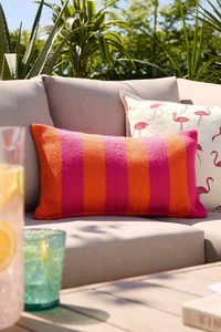 Buy Fushsia Pink Stripe Bright Indoor/Outdoor 50 x 30cm Cushion from the Next UK online shop