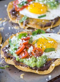 Huevos Rancheros Tostadas with Avocado Salsa Verde