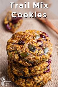 Trail mix cookies are an easy-to-make drop cookie recipe that has lots of nourishing oats, raisins, and coconut, like a granola bar only chewier.