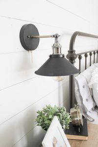 Farmhouse master bedroom industrial sconce lighting  Our #Farmhouse Master Bedroom update with @raymourflanigan! Its ALL about the details! AD