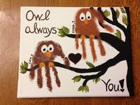 Owl always love you handprint art