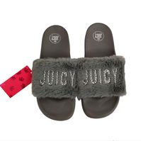 Juicy Couture Womens J-Wrapped Faux Fur Slip-On Slide Slippers Shoes