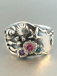 Ocean Ring Silver Tide Pool Ring with Gemstones by martymagic