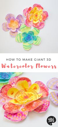 Create giant 3D watercolor flowers using paper plates with a few things you likely have at home right now in this easy watercolor activity for kids. via @TheArtfulParent