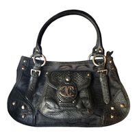 The Cavalli Leather And Canvas Mini Baguette Bag           - Anither crazy bag from Roberto Cavalli! Has a lot of small details like rivets, belts, snakeskin and the iconic monogram pattern. Archive neutral grunge vibes. So so amazing!    Condition - In perfect vintage condition. Sizing - One size. Measurements - Length: 34 - Height: 17 - Height with strap: 37 Shipping - Worldwide tracked shipping from Paris, France - EU 6€ - World 6€ - No returns #archive #2000s #cavalli #neutral #grunge