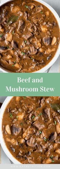 This hearty beef and mushroom stew recipe, complete with bacon, parsnips and red wine, is the perfect meal for a cold day.