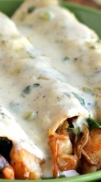 Roasted Shrimp Enchiladas with Jalapeño Cream Sauce