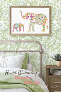 Modern colorful elephant wall art for your little girls room jungle nursery decor. A unique, abstract animal wall design for your feature wall decor in your baby nursery, bedroom or playroom. Perfect for modern girls rooms or baby girl nurseries.. Shop now here: https://etsy.me/3p6qhhs #ozscapedesignsart #sagegreendecor #junglebedroomart #girlnurseryart #elephantprint #pinknurseryart #girlswalldecor #girlsroomart #girlnurseryart #junglenursery #toddlergirlgift #modernkids