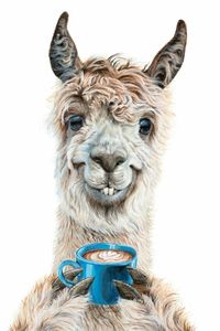 Llama Latte poster for cute and warming Christmas wall decor | Displate - get yours now!