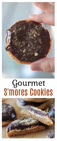 What do you get when you combine a graham cracker sugar cookie, a gooey marshmallow, and a rich chocolate glaze? Gourmet s'mores cookies!