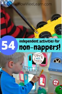 If you have a toddler or preschooler who has just given up naptime, you need these mess-free, independent quiet time activities! They are perfect for kids who no longer nap but still need a period of quiet and rest in the afternoon, and for Mom who definitely still needs a break! These preschooler activities build independence and creativity in kids and they are SO easy to set up.