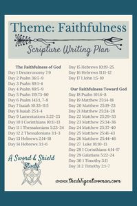 Scripture Writing Plan - Theme: Faithfulness - The Diligent Woman