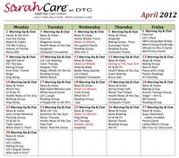 April 2012 Activity Calendar small sarahcare.com