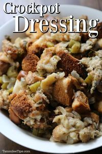 Easy and Delicious Slow Cooker Crock Pot Thanksgiving Stuffing Recipe, great comfort food and it makes your meal planning so easy