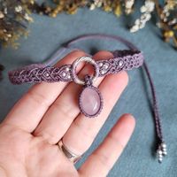 Rosequartz macrame choker necklace,  made with love.