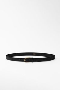 LEATHER BELT WITH SQUARE BUCKLE - Brown | ZARA Israel