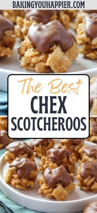 Chex Scotcheroos, bite size clusters of everyone’s favorite dessert – Scotcheroo’s! These are made with Rice Chex instead of Rice Krispies!