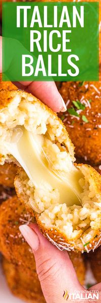 These Italian rice balls are fried to perfection with a melty, mozzarella center. Enjoy the flavor of fresh herbs and Parmesan in every bite!