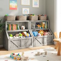 This 2-tier children's bookshelf and toy storage unit provides ample storage with 2 open cubbies and a spacious tabletop surface, encouraging kids to independently organize their toys and books. It offers versatile functionality, suitable for various settings like playrooms, bedrooms, nurseries, and classrooms, and can be customized by placing multiple units side-by-side. Crafted from durable wood with a classic design, this toy storage cabinet is easy to assemble and ensures safety with an anti