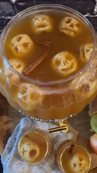 Looking to spice up your apple cider? Add some shrunken head apples! They’re so easy to make!  Directions:  • Peel & cut apple in half & remove seeds.  • Scoop out eyes & cut out nose and mouth.   • Dunk apple in a bowl of water, lemon juice & pinch of salt.   • Put in oven at 200F for 3 hours.   • Add to apple cider and they will float.   You can add more oven time for a more shriveled appearance!