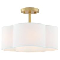 TRUE FINE Celina 14 in. 4-Light Gold Canopy Semi-Flush Mount with White Scallop Fabric Shade TD20033FL - The Home Depot