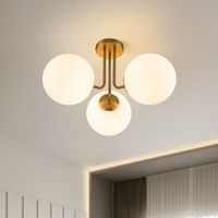 Simple and elegant, this minimalist globe ceiling light is excellent for the space with modern aesthetics and particularly pairs well with modern style decor. Even with a simple design, it will be 1 of your eye-catching and timeless decor. Perfect for your living room, bedroom, kitchen, bathroom, hallway, foyer and laundry room. EDISLIVE 3-Light 22-in Gold Semi-Flush mount light | Y81010000038578