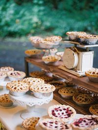 PIE!! Instead of cake Read more - http://www.stylemepretty.com/2013/12/30/diy-oregon-wedding-at-camp-lane/