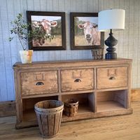 This solid wood piece is great as a sofa table or mudroom piece. 71.97x18.70x35.47"