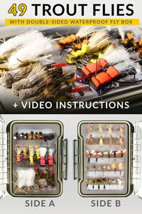 Drifthook’s specially curated Dropper Rigs fly fishing kit includes flies that represent adult patterns that have landed on the water. You’ll get a heavy-duty, double-sided waterproof fly box pre-loaded with 49 hand-tied Hoppers and Stimulators, plus lifetime access to Drifthook’s exclusive tutorials, downloads, and videos.