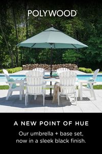 Transform your outdoor dining area into a shaded retreat with the addition of the POLYWOOD® 9' Tilt Market Umbrella with Base. Choose from a variety of high-performance fabrics to find the perfect combination to complement your outdoor space.