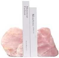 PRICES MAY VARY. You Will Get: 1 Pair Rose Quartz Bookends, total weight 2 to 3 Lbs, height 3-5 inches. The bottom of the bookend with pink flannelette, which can protect your furniture and NON-Slip. WARM NOTICE: Different batches of raw crystal stones have different colors. Pls allow slight flaw or crack as a natural mineral. Unique: Nature Rose Quartz Stone, each piece is in unique color and shape. Some color is dark but some is light. Cut surface smooth and cool to the touch, shows unique int