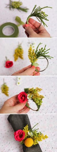 Fresh floral napkin rings.