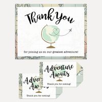 Map Globe Travel Thank You Card, Favor Tag Bundle, Thank You Card and Favor Tag Bundle, Baby Shower