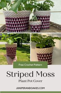 Crochet Patterns Galore - Striped Moss Plant Pot Cover