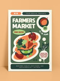 Farmer Market Flyer Template AI, EPS, PSD