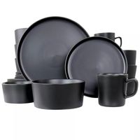 20pc Stoneware Luxmatte Dinnerware Set Black - Elama : Target