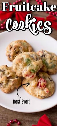 Best Ever Fruitcake Cookies are easy to make and perfect for the holidays!! #bestcookies #holidaycookies #Christmascookies #fruitcakecookies #Christmas