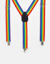 Braces by ASOS DESIGN The scroll is over Rainbow design Adjustable straps Clip fastenings